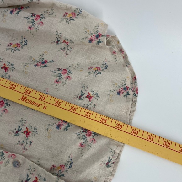 GAP Vintage Women's Beige Floral Linen Button Down Shirt‎ Fairy Cottage Core - Picture 5 of 5